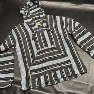 Vtg Earth Ragz Unisex Large Baja Jacket Mexican Hoodie "Drug Rug" Pullover